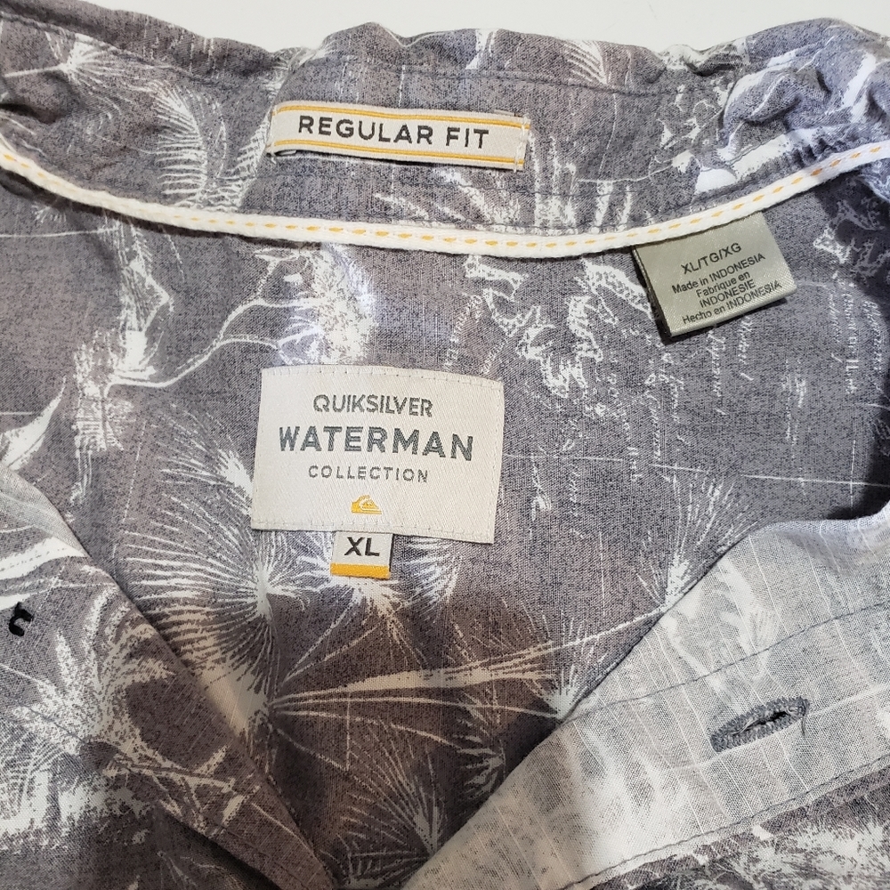 Quicksilver Waterman Xl Palm Tree Button Up Colla… - image 8